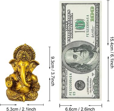 Статуя Ганеша для приладової панелі автомобіля Смола 9,4 см Золота статуя Ганеша для дому, офісу, робочого столу, пуджі Дитячі статуетки Ганеша Прикраса фестивалю Ганеша