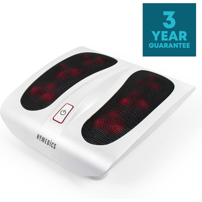 Електричний масажер для ніг HoMedics Shiatsu Massage Seat & Shiatsu Foot Massager для ніг з 18 масажними головками, глибокий догляд за ногами з функцією оздоровчого тепла - білий пучок з масажером для ніг