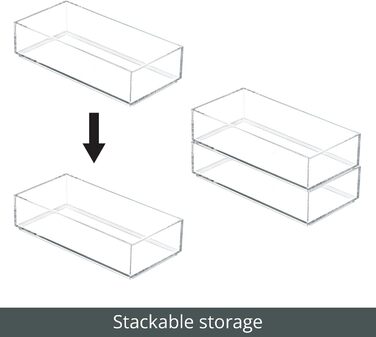 Органайзер для косметики mDesign - Штабельована коробка для зберігання косметичних предметів, таких як губна помада та лак для нігтів - Зберігання косметики для ванної кімнати або спальні - Набір з 3 шт. - Clear Clear 5,1 x 20,3 x 10,2 см