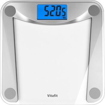 Ваги для ванної кімнати Vitafit Scale Body Fat Scale з додатком 180 кг, шкала складу тіла з Bluetooth, ваги для людей з жиром і м'язовою масою, ІМТ, білок, BMR, чорний (цифрові ваги)