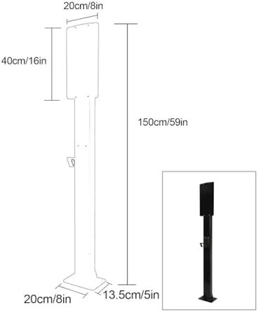 Відкрита зарядна станція для електромобілів, зарядна колонка для електромобілів, зарядні станції для електромобілів, опорний стовп для зарядної станції для електромобілів, сумісна з мобільним розємом (чорна, 150 см)