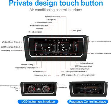 Панель керування автомобільним кондиціонером MOOKAKA сумісна з Volkswagen Lavida 2017-2022 Панель кондиціонера HD РК-дисплей IPS Сенсорний екран Підтримка голосового керування, клімат-регулювання, підігрів сидінь
