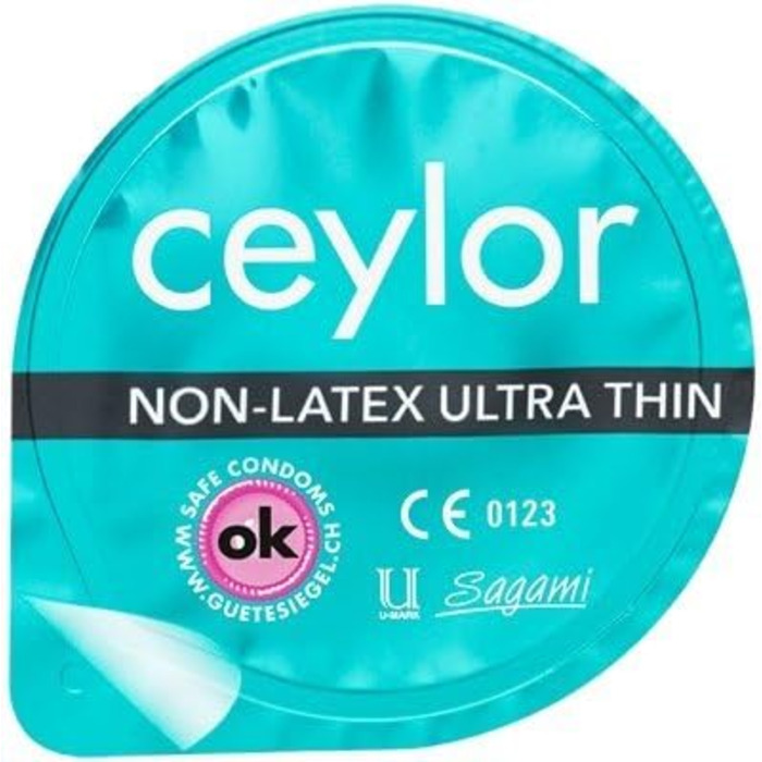 Ультратонкі презервативи Ceylor Non-Latex 100 для алергіків, гіпоалергенні та без запаху, оптова упаковка, упаковані в гігієнічний Dsli, легко відкриваються, преміум якості