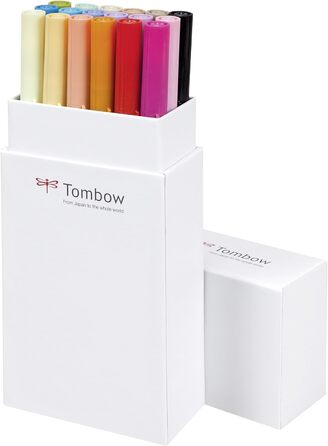 Ручка з двома щітками Tombow ABT-18P-2 Fiber Pen з двома наконечниками, набір 18 шт. , додаткові кольори