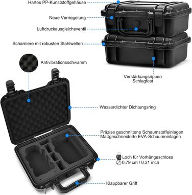 Компактний портативний водонепроникний чохол LEKUFEE для DJI Mini 4K/DJI Mini 2 SE та аксесуарів DJI Mini 2 (тільки чохол) (чорний) Eva Foam Колір - чорний