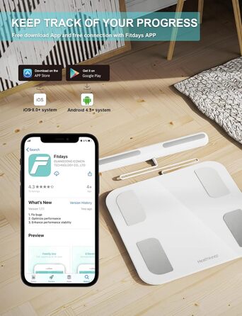 Шкала жиру в організмі Цифрові ваги для ванної кімнати Bluetooth з 8 електродами Ваги для аналізу всього тіла з додатком і датчиками рук Розумні ваги для 18 проаналізованих даних про тіло, ІМТ, вага, м'язова маса 300 Bianco 2023