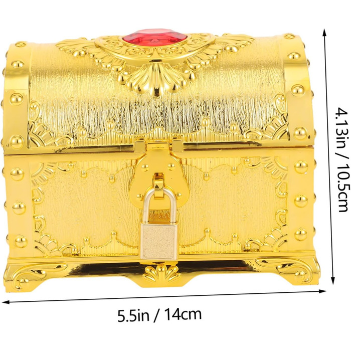 Багатофункціональна піратська скриня MOLUCKFU Антикварна імітація піратської скрині реквізиту Скарбниця для дітей Ідеально підходить для золотих монет і піратських фігурок для дитячих днів народження