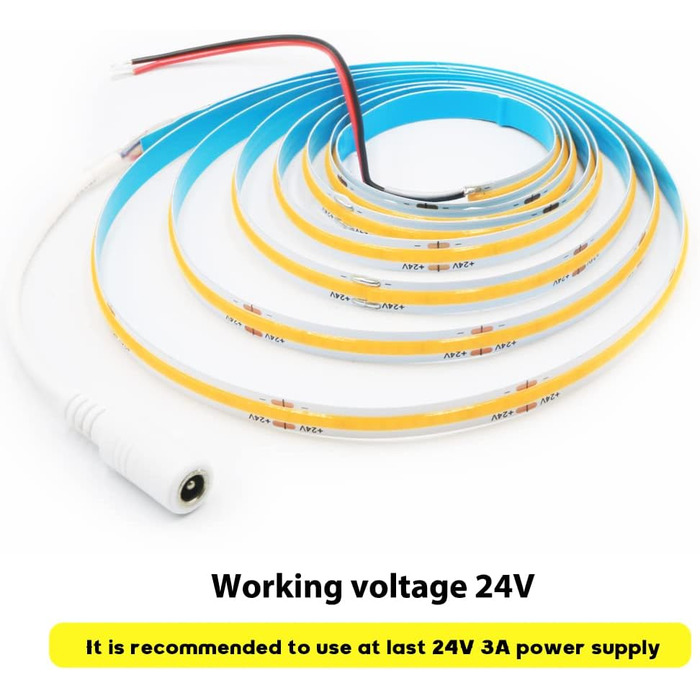 Світлодіодна стрічка COB 24 В холодна біла з можливістю затемнення, світлодіодна стрічка COB 5M 1600 світлодіодів 6000K світлодіодна стрічка Підсвічування телевізора, гнучка світлодіодна стрічка без точок освітлення для кухні, спальні, освітлення своїми р