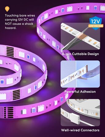 Працює з Apple HomeKit, Wi-Fi Led Strip, Smart RGBWW Strip, сумісними з Alexa та Google, для дому, вечірки, Різдва SMART та для HomeKit 5M, 5m