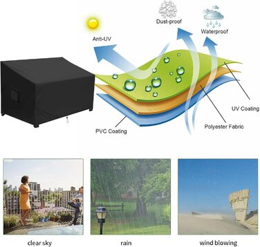 Захисний чохол для садової лавки, Водонепроникний чохол для садової лавки 420D з тканини Оксфорд, 2/3-місний чохол для садової лавки, Дихаючий чохол для садового дивана для садових меблів (138*99*61/89см)
