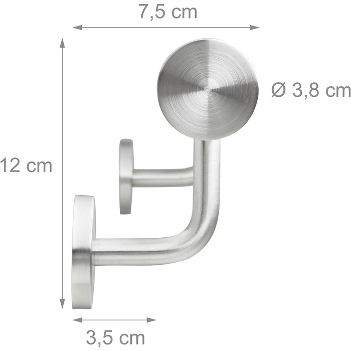 Поручні Relaxdays, нержавіюча сталь 201, матові, круглі перила для сходів, всередині та зовні, 100 см, Ø 38 мм, з кронштейном, срібло 100 см срібло