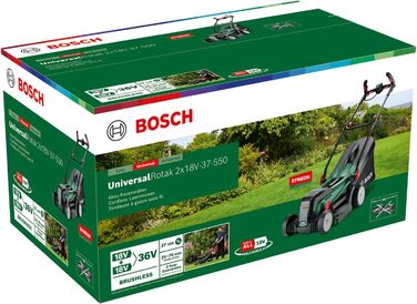 Акумуляторна газонокосарка Bosch UniversalRotak 2x18V-37-550 (до 500 м2 18 вольт ширина зрізу 37 см без акумулятора та зарядного пристрою)