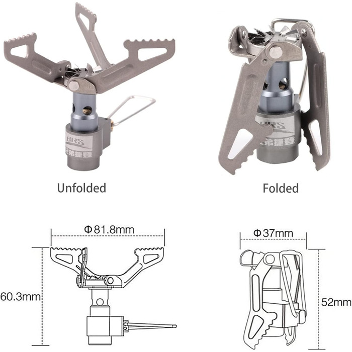 Плита BRS Плита BRS 3000T Плита Надлегка газова плита для рюкзаків Портативна плита для кемпінгу Відкрита титанова маленька газова плита всього 26 г з 1 додатковим резервним ущільнювальним кільцем