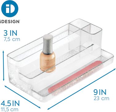 Косметичний органайзер/декоративна коробка для зберігання косметики iDesign, для лаку для нігтів та пензликів, пластиковий пластиковий лоток для зберігання макіяжу, прозорий органайзер для лаку для нігтів