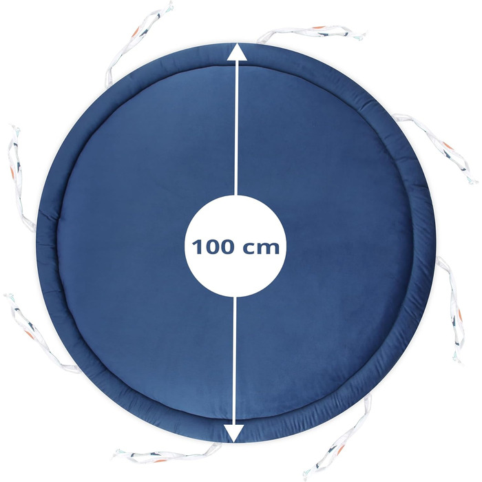 Підлогова подушка дитяча з декоративною подушкою край 100 см - ігровий килимок м'який кутовий матрац круглий Velvet Baby килимок для повзання складний м'який райдужний темно-синій веселковий темно-синій ігровий килимок
