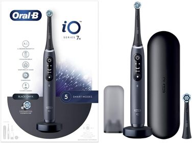 Електрична зубна щітка Oral-B iO 7N, чорна, Bluetooth, 2 щітки, 1 дорожній кейс