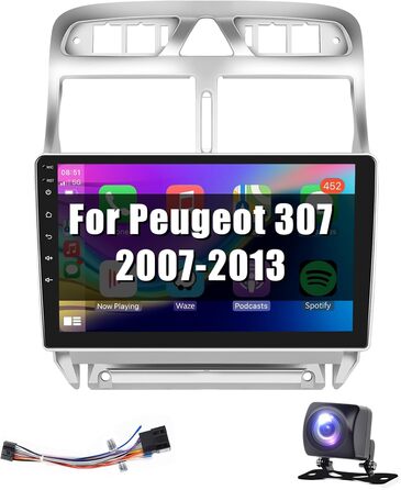 Автомобільна стереосистема для Peugeot 307 2007-2013 Carplay Android автомобіль, радіо 9-дюймовий сенсорний екран Радіо Bluetooth HiFi GPS навігація WiFi Mirror Link FM RDS камера 2 Din екран для Peugeot 307 1G 32G