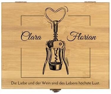 Набір відкривачок для вина Maverton персоналізований винний набір сомельє - подарункова коробка дерев'яна коробка набір з 6 аксесуарів для вина - виготовлений з бамбука - коричневий - подарунок парі на річницю весілля - відкривачка для пляшок