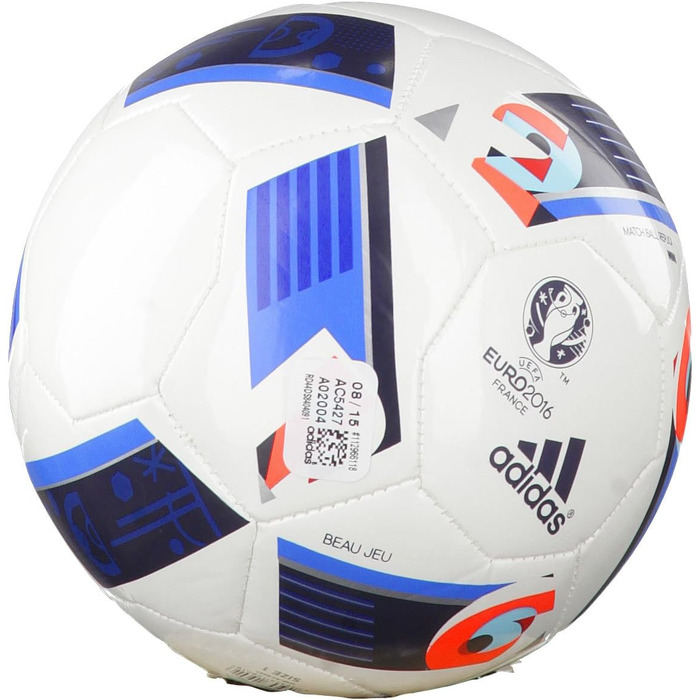 Чоловічий м'яч adidas Euro 2016 Mini, білий/яскраво-синій/нічний індиго, 1