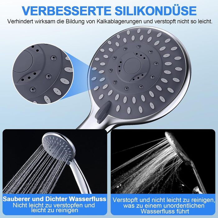 Душова лійка зі шлангом 1,8 м, протизасмічувальна душова лійка Водозберігаюча з 5 режимами душу, герметичний ручний душ Душова лійка зі шлангом Дощовий душ Душовий шланг з душовою лійкою