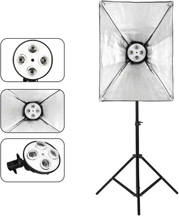 Набір софтбоксів Фотостудія, Набір освітлення Andoer Softbox, 2 x 50 x 70 см Softbox з 2 x 4 в 1 тримачем для лампи, 2 x 2M світловий штатив, сумка для перенесення для студійного портрета, предметна зйомка, модне фото, YouTube