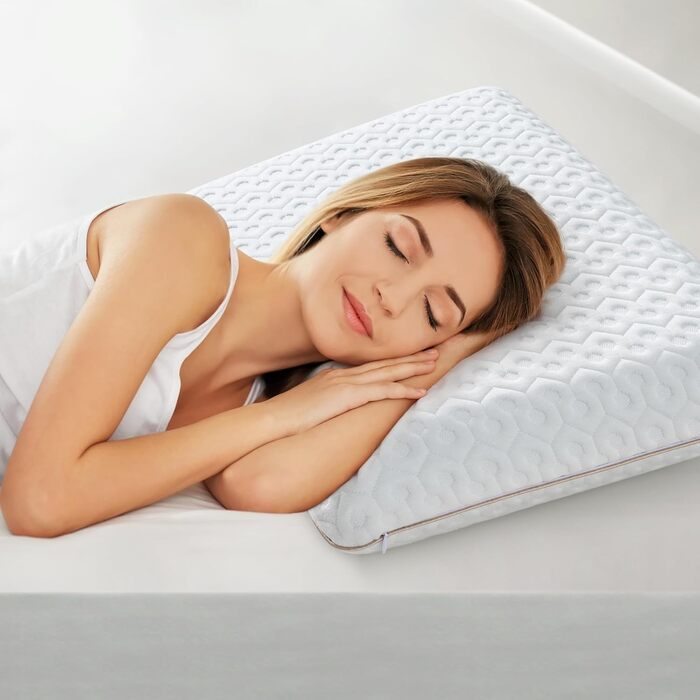 Подушка BedStory Gel Memory Foam Pillow 60x40, ортопедична подушка висотою 6 см для тих, хто спить на боці, ергономічна подушка зі знімним чохлом, який можна прати, подушка Visco, сертифікована Oeko-Tex