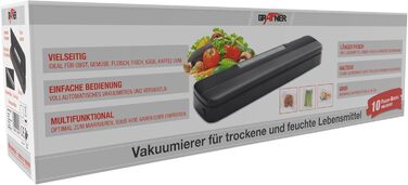 Вакуумний пакувальник Grafner зі швом 30 см, в т.ч. 10 пакетів для вакуумного пакування та різак для фольги, зі знімним піддоном для крапель, їжа залишається свіжою до 8 разів довше, вакуумний пакувальник фольгованого ущільнювача