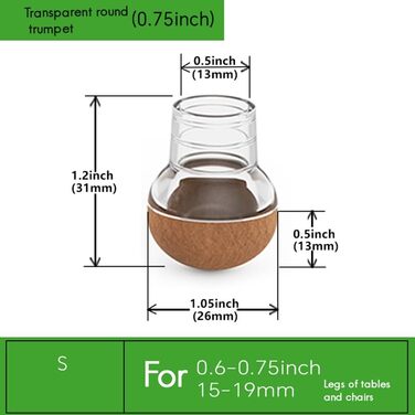 Захисні накладки на ніжки стільців для паркетної підлоги з повстяними ковзаннями для захисту ніжок стільців дерев'яних меблів, 24 шт. и, S
