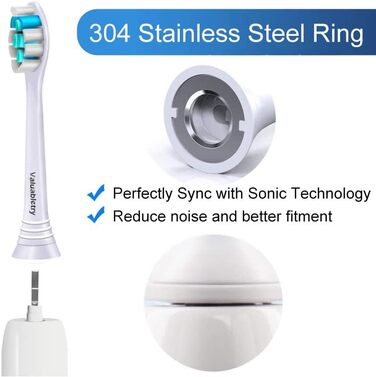 Щіток сумісна з електричною зубною щіткою Philips Sonicare, 8 щітками Whitening Clean і 8 щітками Precision Clean, білого кольору., 16