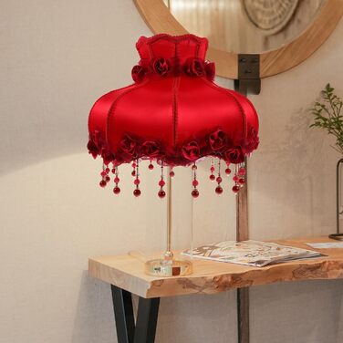 Абажур Housoutil з європейської вінтажної тканини Художній абажур Pearl Lampshade з купольним абажуром Tassel Shell для вітальні Спальні Random Style