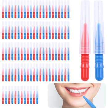 Зубні щітки Interdental Brush Чищення зубів Interdental Spaces Interdental Cleaner Гігієна порожнини рота типу I, зубна щітка для догляду за зубами Міжзубна щітка Флос Stick, 100 шт.