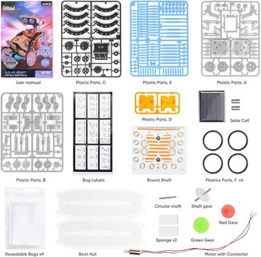 Дитяча іграшка Sillbird Solar Robot, набір для конструювання 12 в 1 STEM, 190 деталей, подарунок для хлопчиків і дівчаток від 8 9 10 років, працює на сонячній енергії, сірий