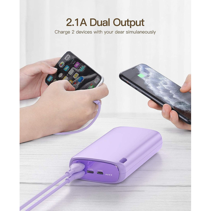 Зовнішній акумулятор для мобільного телефону Kuulaa Powerbank 26800mAh, Power Bank Macaroon Color Dual Output Portable Charger Зовнішній акумулятор, сумісний з iPhone 16 15 14 13 12 Pro Max Samsung iPad Huawei, фіолетовий