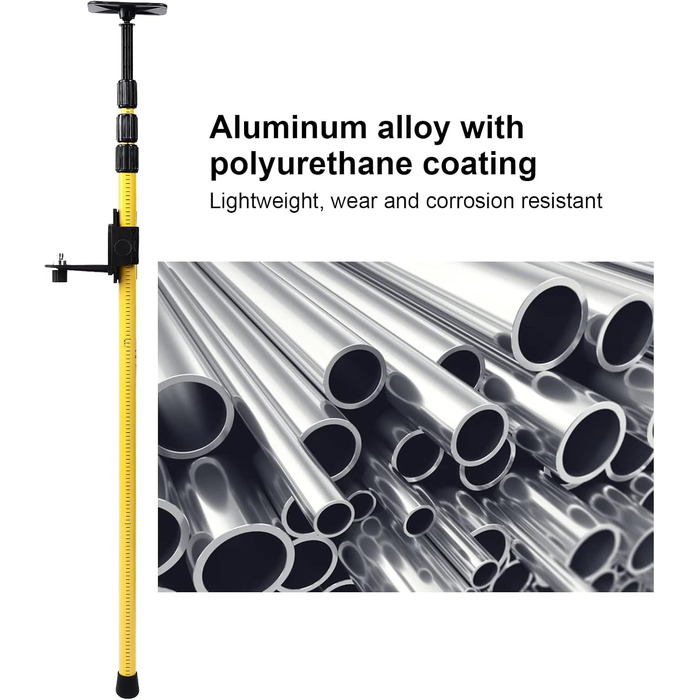 Метровий телескопічний стрижень Телескопічний опорний стрижень лазера з різьбленням 5/8 дюйма і 1/4 дюйма для лазерів з ротаційних лінійних лазерів Ротаційні лазери Лінійні лазери, 2,8-