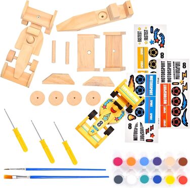 Частини гоночного набору для дітей з дерева, дерев'яні набори для гоночних автомобілів для дітей, дитячі набори для саморобних автомобілів для малювання, для хлопчиків і дівчаток від 3 4 5 6 7 років, іграшкові подарунки, 3