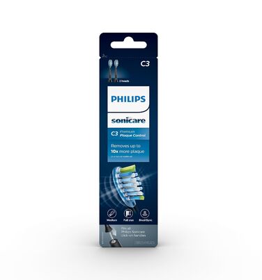 Оригінальна насадка для зубної щітки Philips Sonicare C3 Premium Plaque Control, HX9042/95, 2 шт. , чорна