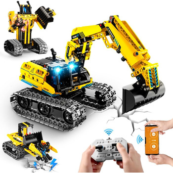 Подарунки для дітей Хлопчики від 6 7 8 9 10 11 12 років, 3 IN 1 Remote Controlled Technology Construction Toy Set, 430 Pieces RC Excavator Robot Site App & Remote Control, Technic STEM Construction Kits