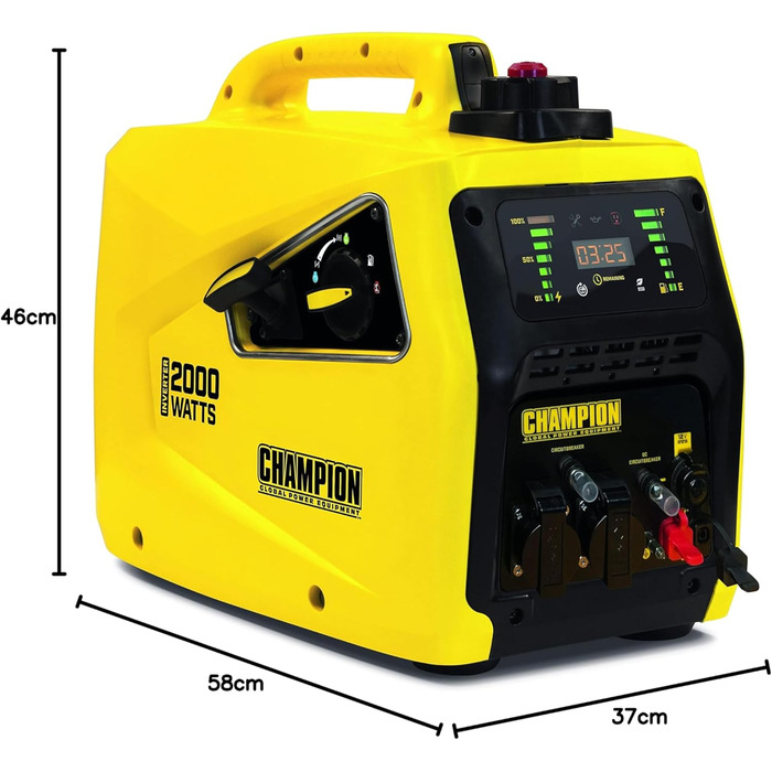 Бензиновий інвертор Champion Power Equipment (2000 Вт, портативний інвертор, генератор з LED дисплеєм, двигун 80 куб.см, час роботи до 11 годин, надзвичайно тихий) 8200i-EU