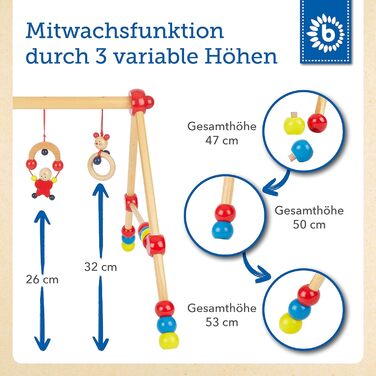 Ремінь безпеки Bieco регулюється по висоті Грати в Арка Дитяче Дерево Грати в Арка Дерев'яна Дитина Грати в трапецію з дерева Дитяча мобільна деревина Центр активності Baby Gym Дерев'яна іграшка Baby Дитяча іграшка червона регульована по висоті одномісна