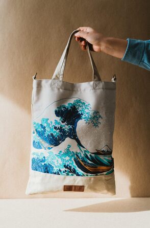 Сумка Hokusai The Great Wave off Kanagawa Бавовняна сумка з принтом - Сумка з тканини жіноча та чоловіча - Сумка з джуту 34 x 1 x 42 см Сумка для покупок