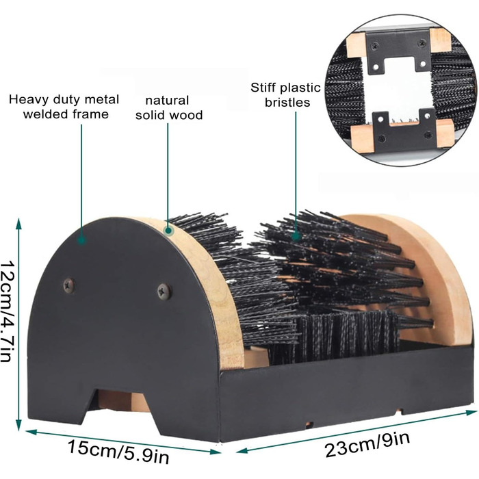 Скрубер для черевиків, щітка для скребка для взуття з міцною звареною металевою рамою, багатофункціональна щітка для прибирання взуття, щітка для зовнішнього взуття, прибирання снігу в приміщенні та на вулиці для повороту