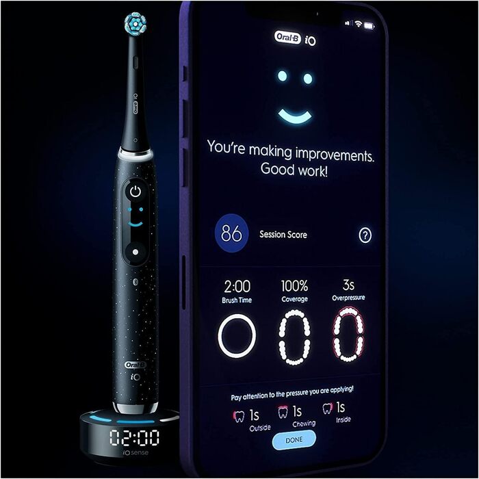 Електрична зубна щітка/електрична зубна щітка Oral-B iO Series 10 Plus Edition, ПЛЮС 3 щітки 4 щітки для прибирання Ultimate, магнітний футляр, 7 режимів чищення, упаковка, що підлягає переробці, чорний