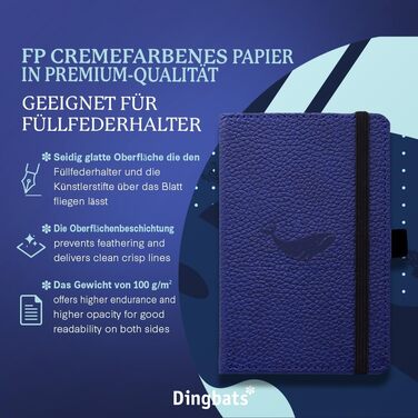 Кишеньковий блокнот дикої природи, A6 - Блокнот у твердій палітурці - Штучна шкіра - перфорований, кремовий 100 г/м, захищений від чорнила папір (з підкладкою, синій кит)