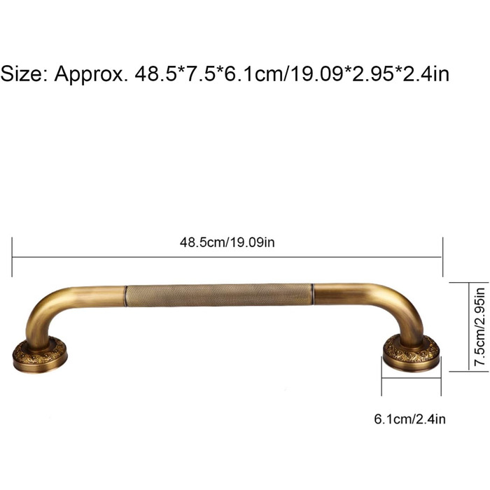 Душові штанги Psytfei Латунний різьблений душовий піддон в античному стилі Захисна поручня Настінні аксесуари для ванної кімнати для людей похилого віку та сімей з дітьми