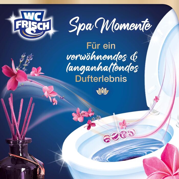 Туалетний камінь WC-Frisch Spa Moments Harmony (10 шт. 50 г), WC Fragrance Flusher з розкішними ефірними оліями, WC Stone для насолоди та тривалого аромату 10 упаковок по 10 шт.