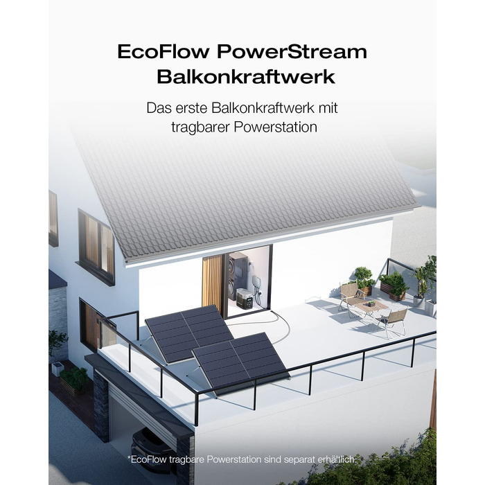 Балконна електростанція EcoFlow PowerStream 0 ПДВ, мікроінвертор 600 Вт і 400 Вт жорсткі монокристалічні сонячні панелі 2, безкоштовне оновлення до 800 Вт, сумісний з усіма портативними електростанціями EcoElow Powerstream жорстка сонячна панель 2x400 Вт