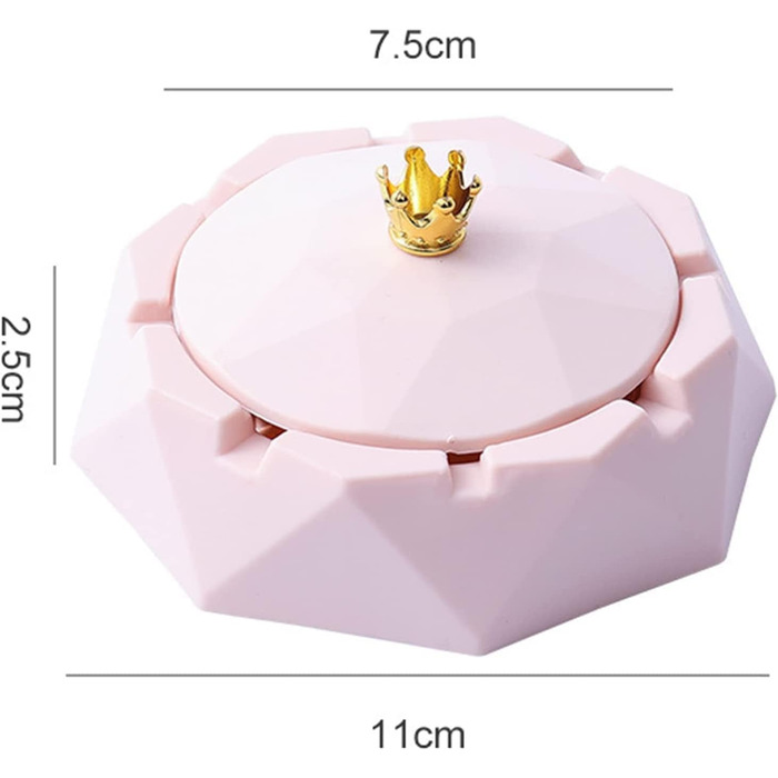 Попільничка з нержавіючої сталі Pink Crown з кришкою, попільничка для сигарет для приміщення або вулиці, вітрозахисна, тримач для курців, настільна попільничка для курців для дому, прикраса офісу