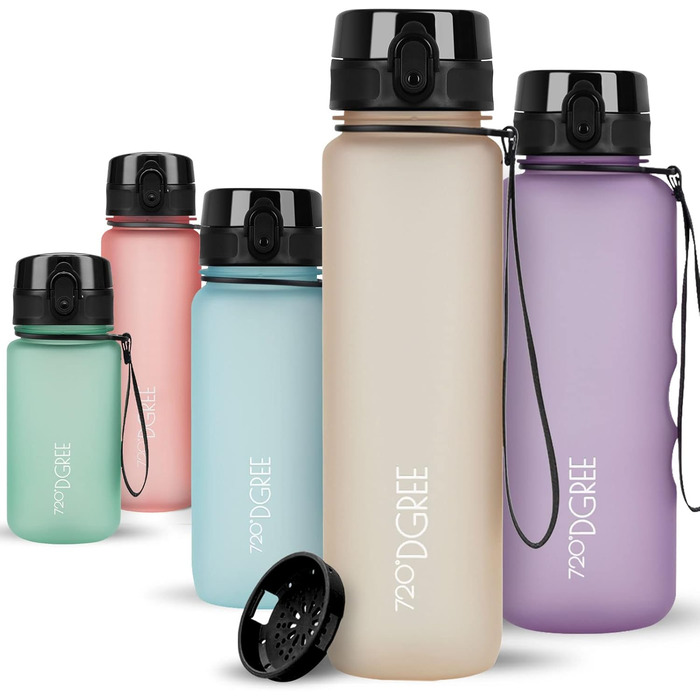 Пляшка для води 720DGREE 1л Sport 'uberBottle softTouch Sieb - Без BPA - Пляшка для води для універі, роботи, фітнесу, велосипеда, активного відпочинку, роботи - спортивна пляшка з тритану - легка, ударостійка, багаторазова (650 мл, світло-персик - персик