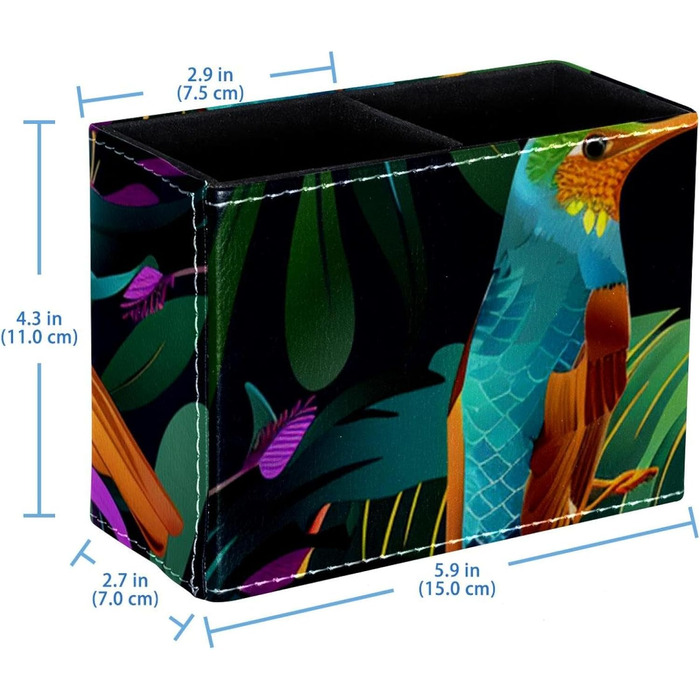 Органайзер для пензликів для макіяжу, тримач для пензлика, органайзер для ручок, сучасна квітка тропічних джунглів колібрі, тумбочка, органайзер для столу Pattern 4821