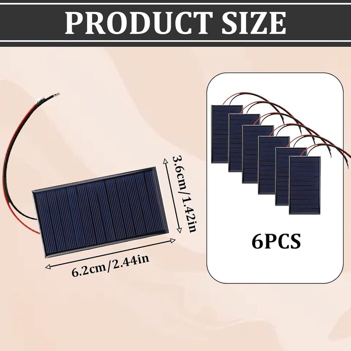 Міні-сонячна панель 62 x 36 мм, 3 В 0,27 Вт 90 мА Міні-елементи сонячної панелі Міні Панель сонячних батарей Мікромодулі сонячної енергії для сонячної енергії Наукові проекти своїми руками Іграшки Зарядний пристрій, 6 шт.